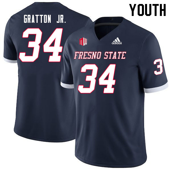 Youth #34 Frankco Gratton Jr. Fresno State Bulldogs College Football Jerseys Sale-Navy